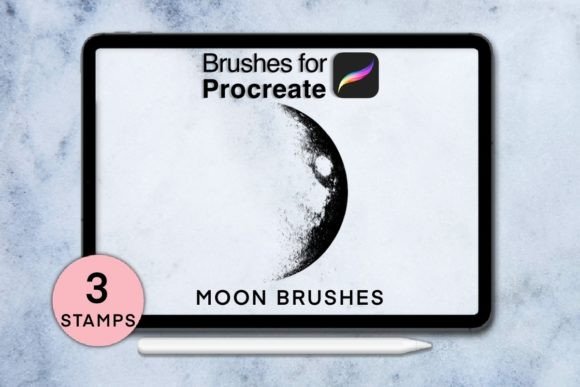3 Moon Procreate Stamps: Celestial Digital Assets