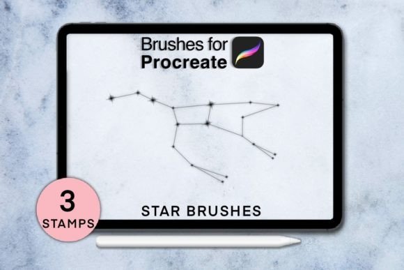 3 Star Procreate Stamps: Instant Digital Assets