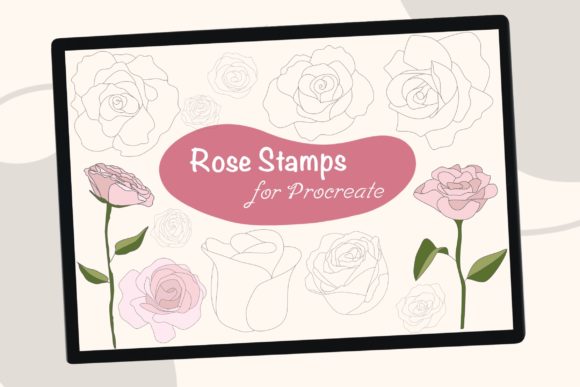Streamline Your Digital Art with 24 Rose Procreate Brush Stamps